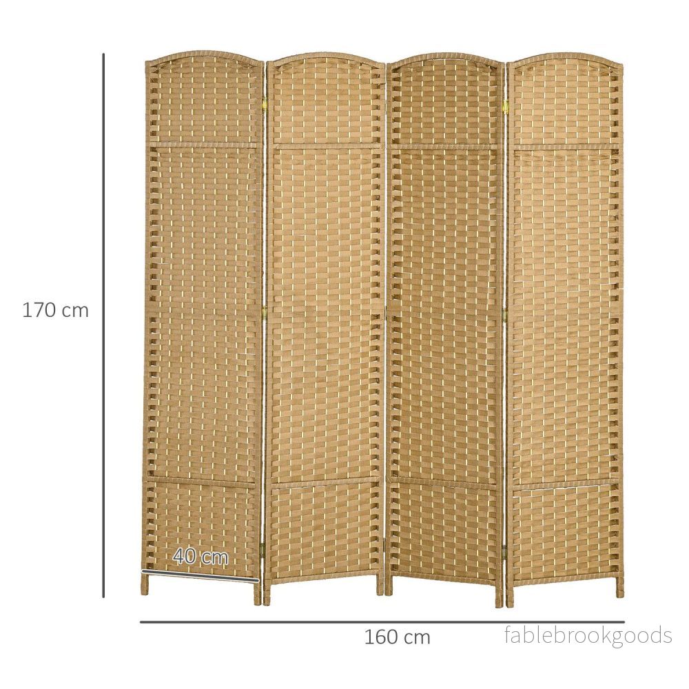 4-panels fällbar rumsavdelare, naturligt trä, sekretessskärm - Bild 3
