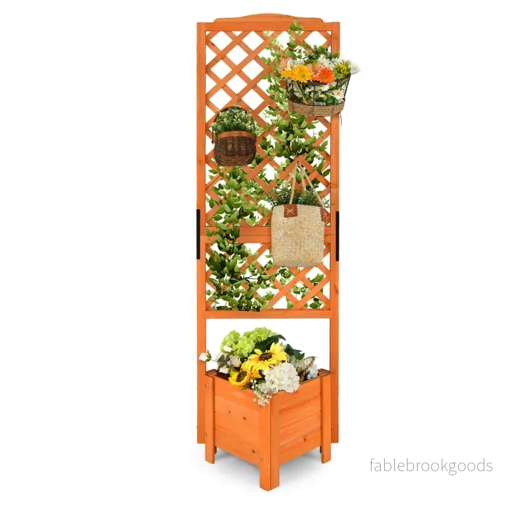 Planteringskärl – Hög Trädgårdssäng med Spaljé – 180 cm – Orange