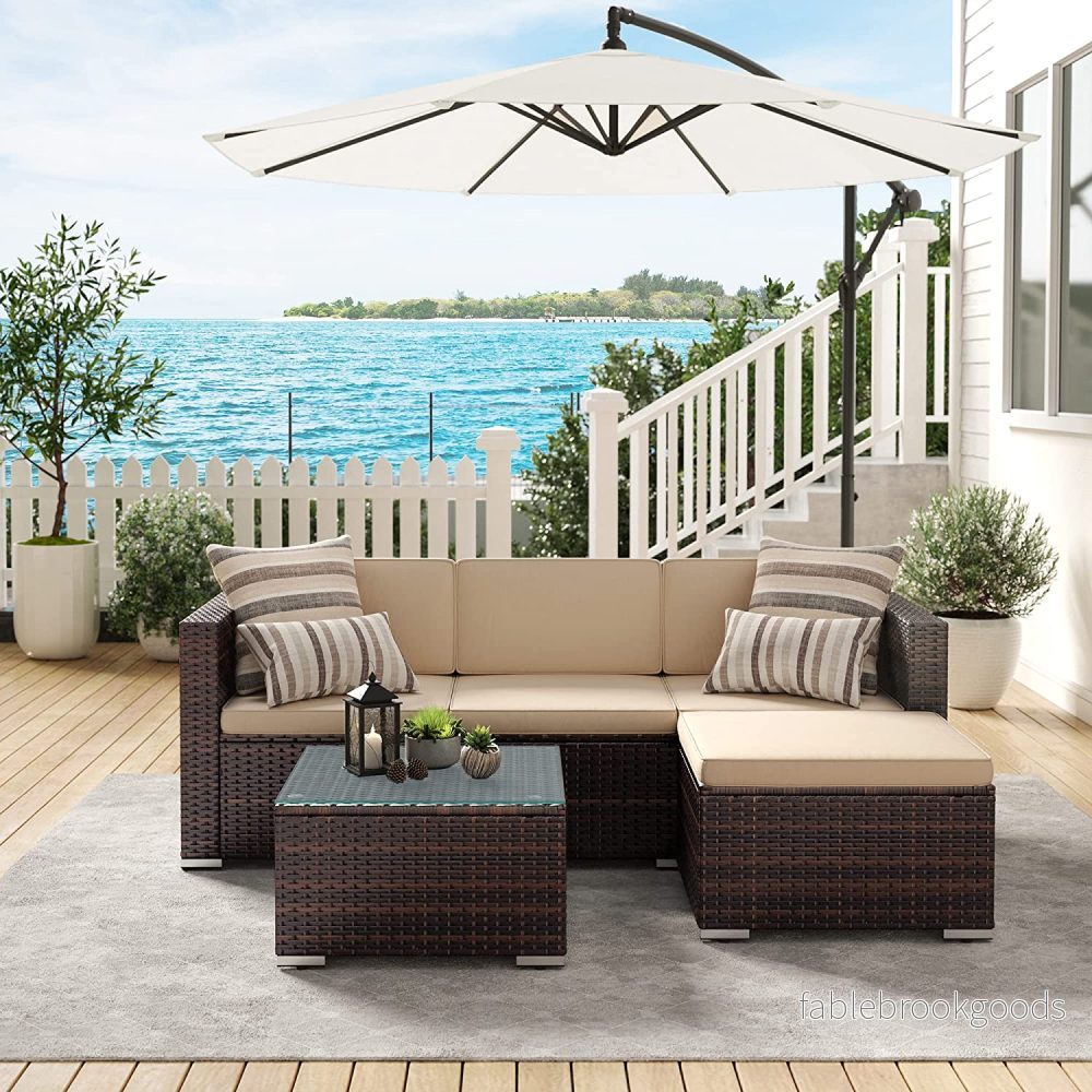Loungeset – Bekvämt trädgårdsmöbelset – Brun-taupe - Bild 2