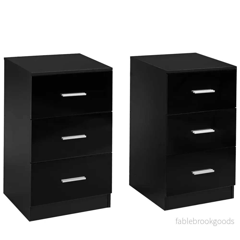 Set – med sängbord lådor kontorsskåp – 2 3 37 x 34 x 66,5 cm – Svart