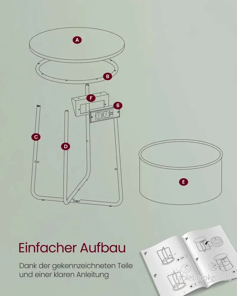 Sidobord – Med laddstation och korg - Bild 3
