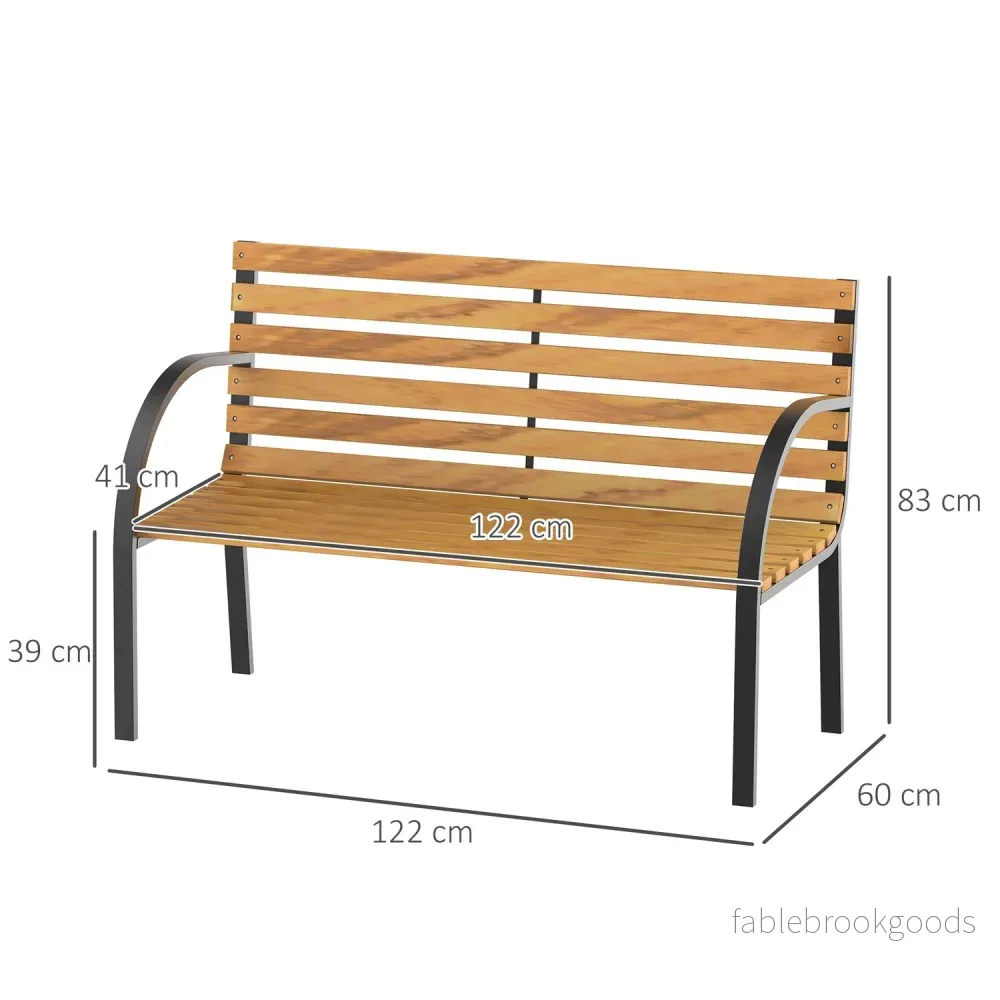 2-sits trädgårdsbänk, stål och furu, 122x60x83 cm - Bild 3