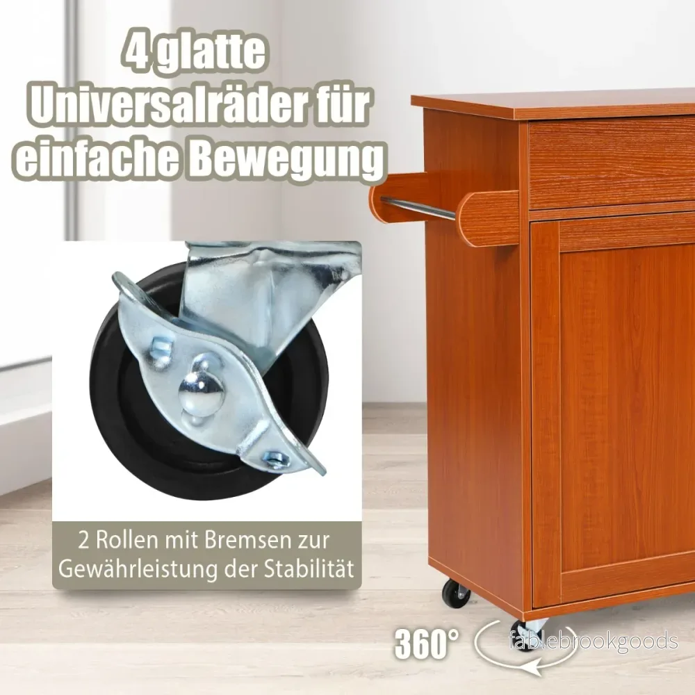 Köksvagn – med handdukshållare och kryddbräda Köksö låda – 116 x 40 x 85 cm – Brun - Bild 3