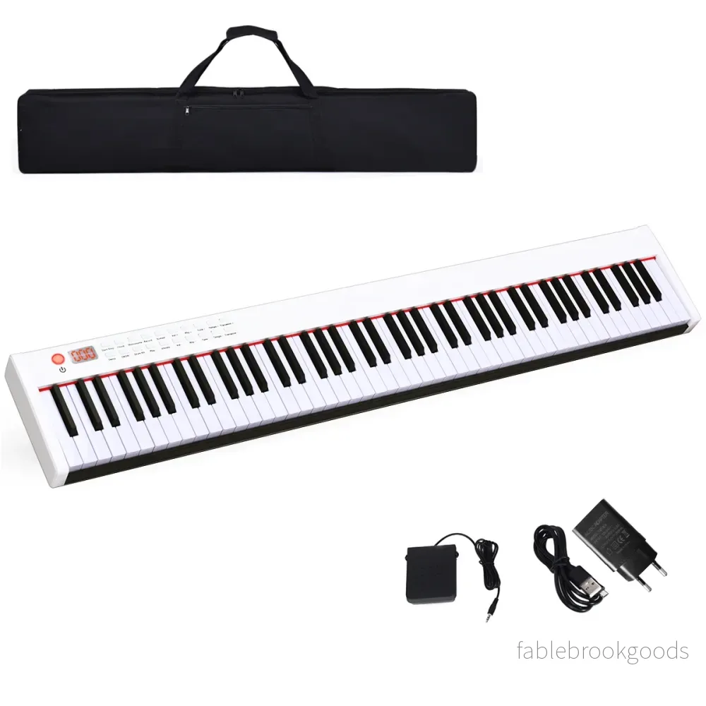 Digitalt – piano med tangenter Bärbar elektronisk klaviatur + – 88 127 x 21,5 x 6,5 cm – Svart och vit