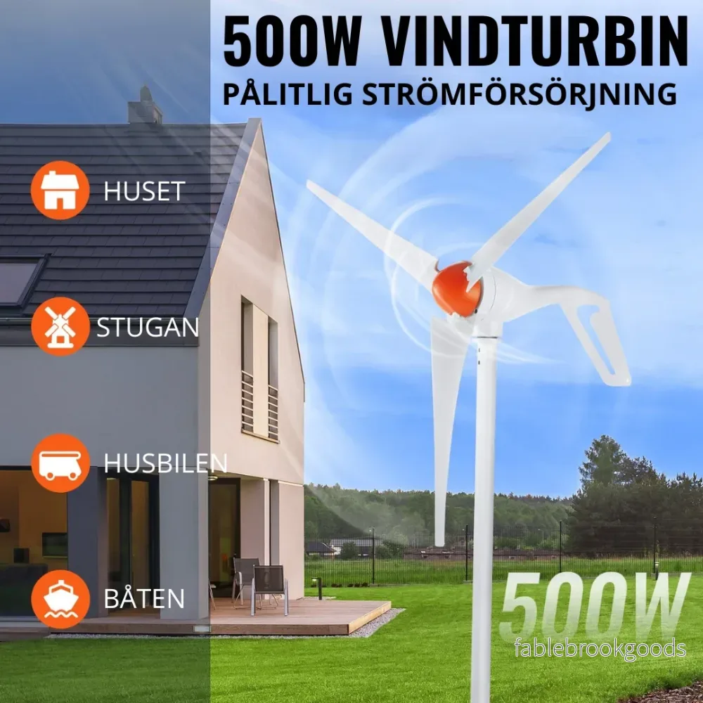 Vindturbin PAKET 3 Blad, MPPT Regulator 500W - Bild 2