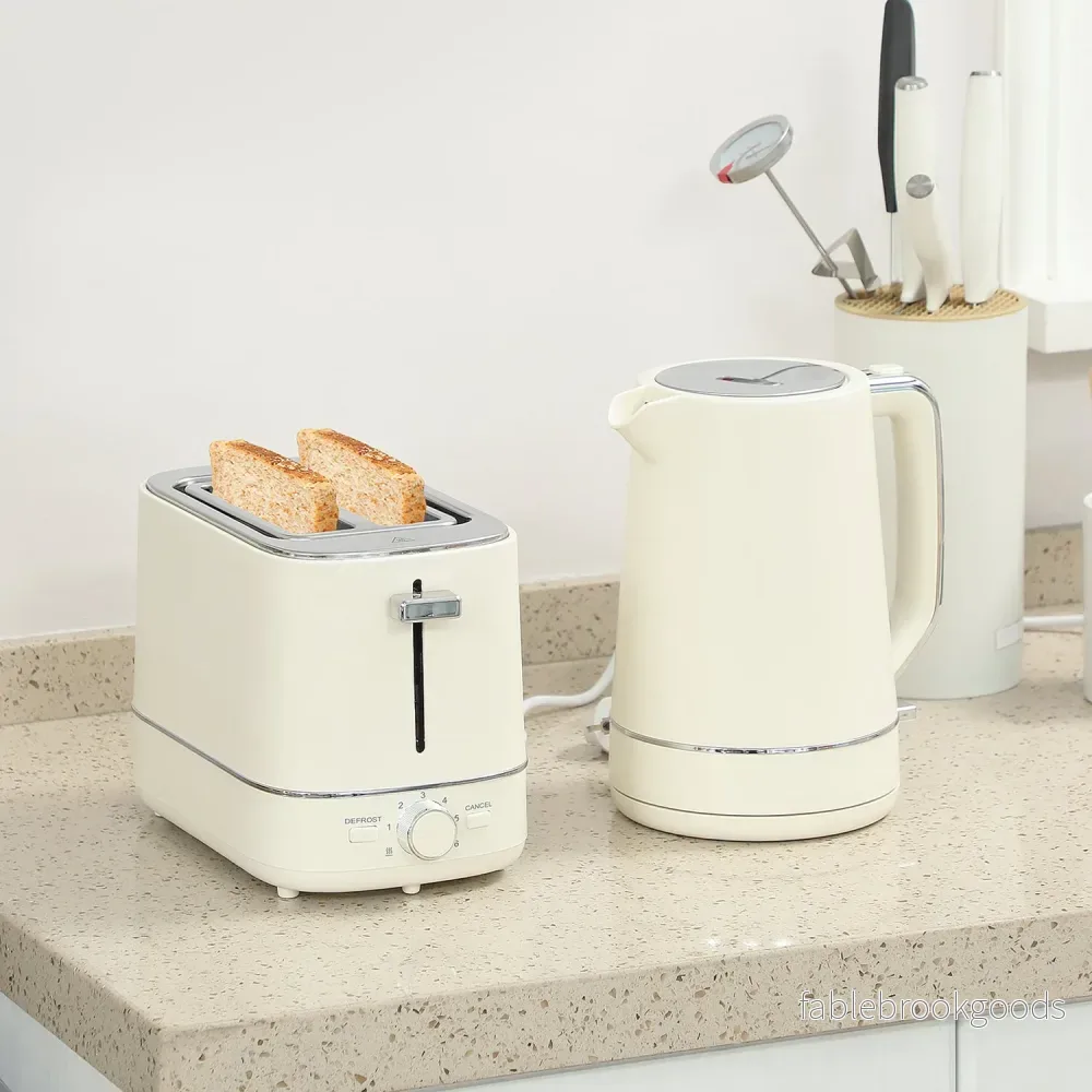 Vattenkokare och brödrostset, 1,7 l, 6 bryningsnivåer, beige - Bild 2