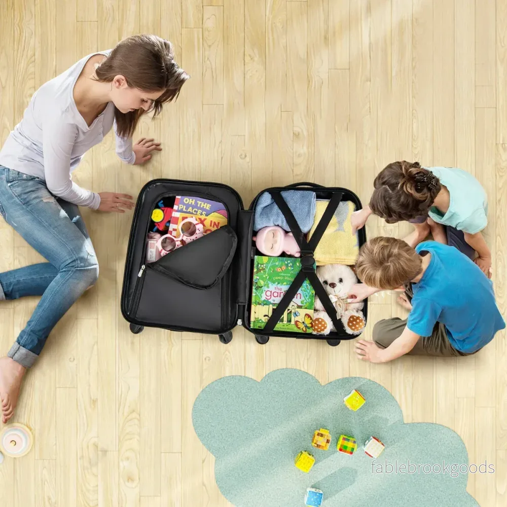 Hårt – skal resväska delad handbagageset med spinnerhjul som rullar – 2 – Blå - Bild 3