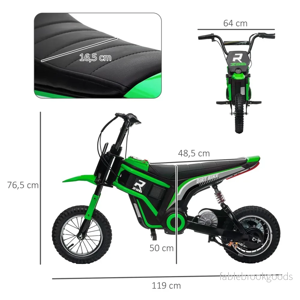 Elmotorcykel för barn, 12V, Horn & Ljus, Grön - Bild 3