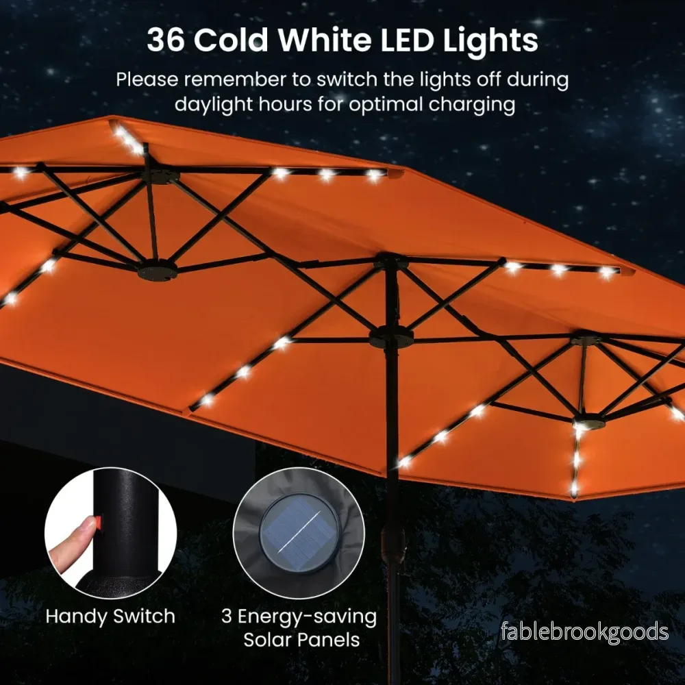 Dubbelsolskydd – Med Stativ och LED Lampor UPF 50+ Trädgårdssolskydd – Orange - Bild 3