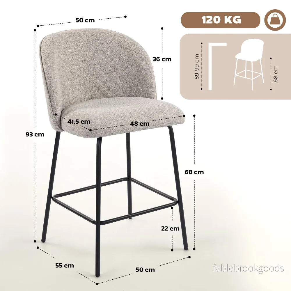 Set med 2 barstolar med ryggstöd och fotstöd, ljusgrå - Bild 3