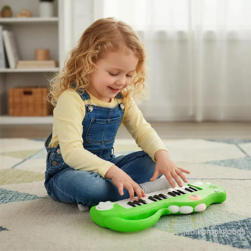 tangent – barn digitalpiano med inbyggd musik och ljus elektronisk – 25 – Grön - Bild 3