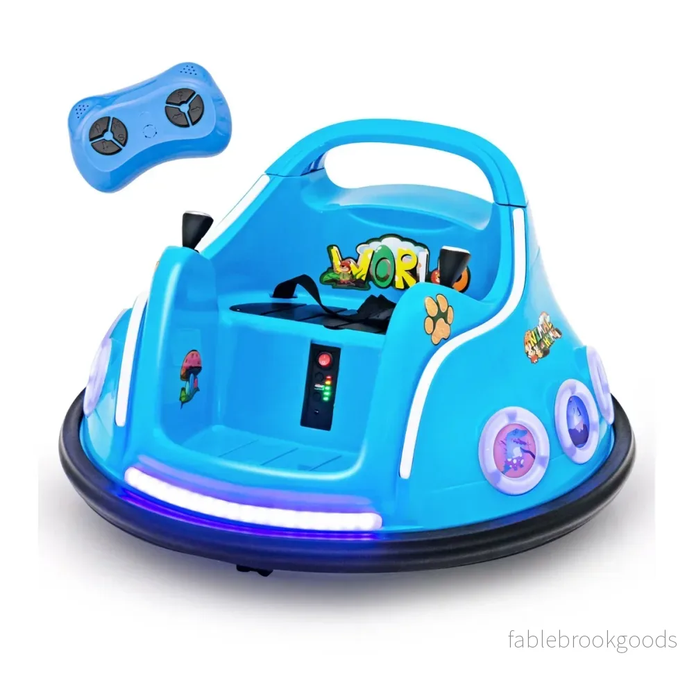 12V – Kids Bumper Car graders rotation med musik och ljus fjärrkontroll – 360 – Blå - Bild 2