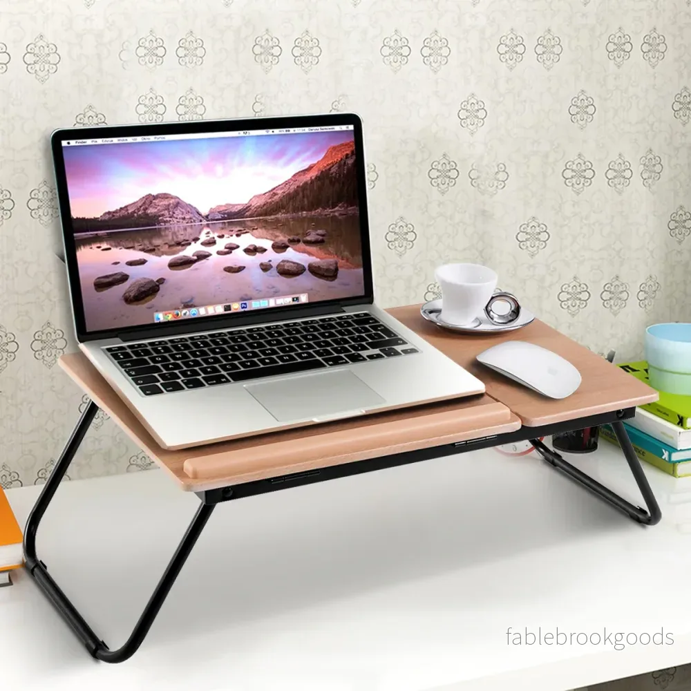 Hopfällbart – Laptopbord Sängbord Anteckningsbokbord – 55 x 32 x 23 cm – Natur