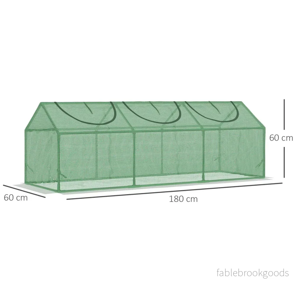 Växthus med fönster, grön PE Kallram, 180x60x60Cm - Bild 3