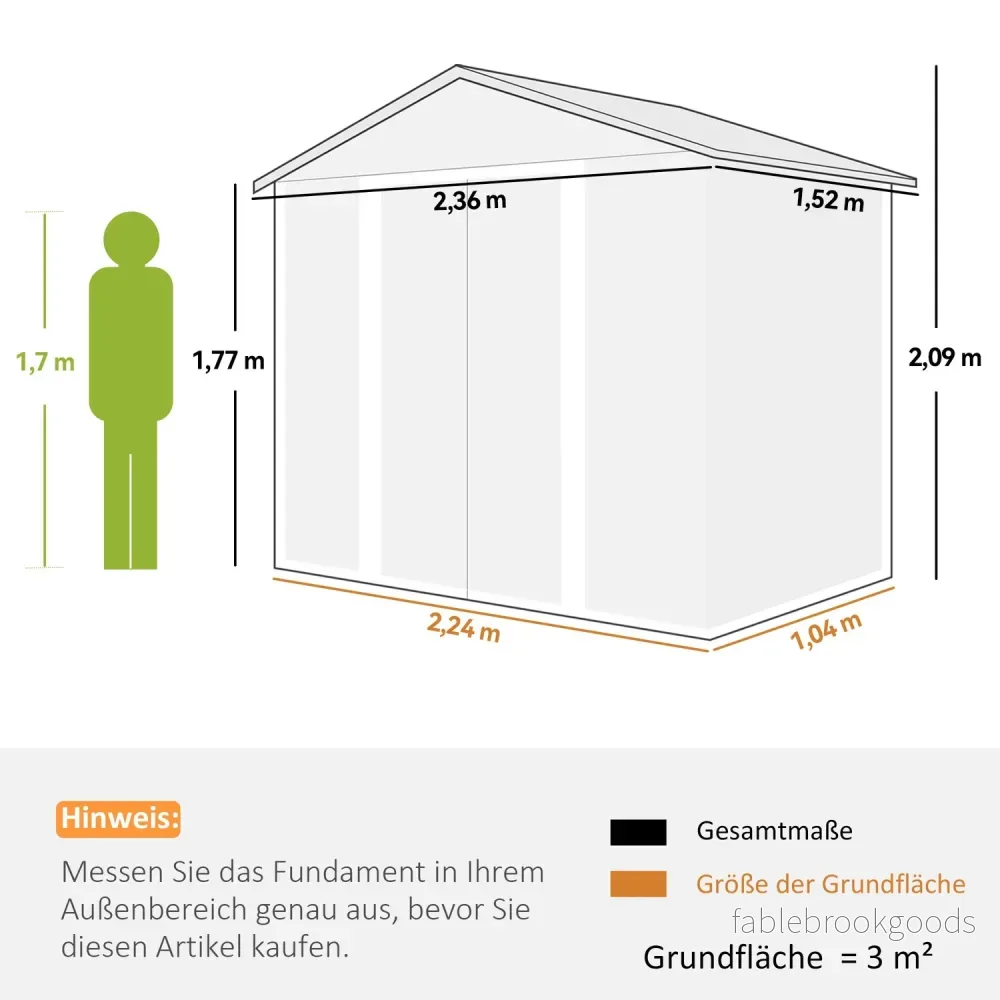 Verktygsskjul i metall med sadeltak, trälook, 3 m² - Bild 3