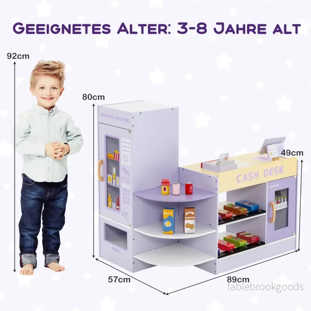 Barnbutik – Livsmedelsbutik i trä med sidodisk – 89 x 57 x 80 cm – Lila - Bild 3