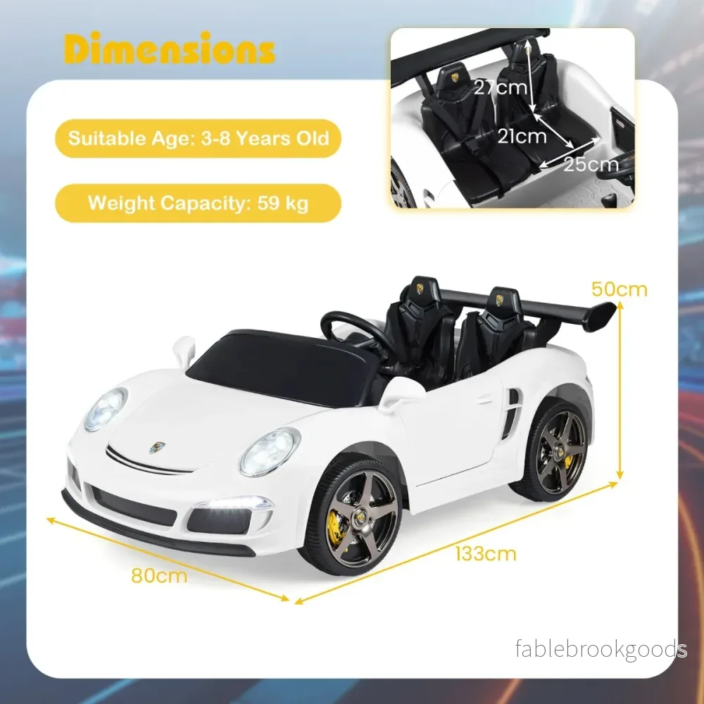 Licensierad – RUF barnelbil 24V batteridriven elfordon med föräldrafjärrkontroll, vitt. – Vit - Bild 2