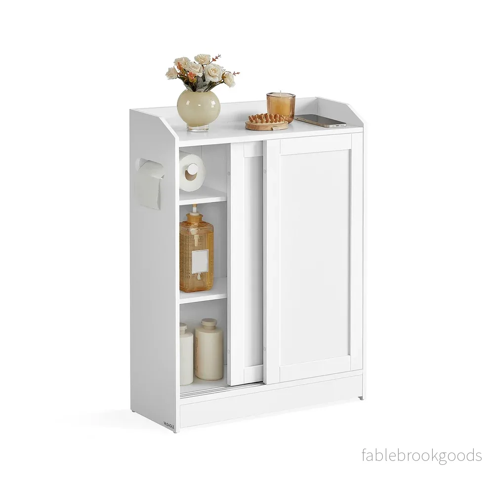 Badkamerkast – Schuifdeuren – Met Toiletrolhouder – Smal – Wolkenwit Badkamerkast – Schuifdeuren – Met Toiletrolhouder – Smal – Wolkenwit