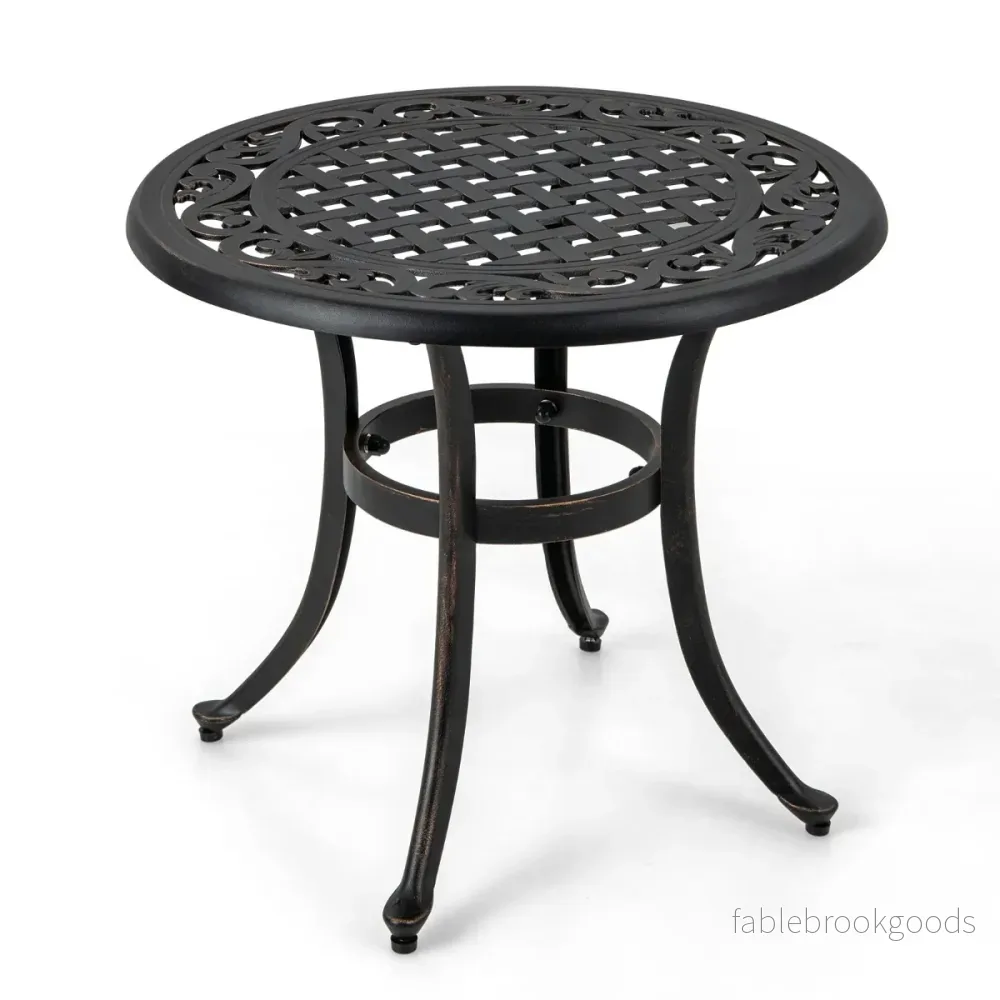 Altanbord – av gjuten aluminium med justerbara fotkuddar Runt soffbord – Ø 60 cm – Brun