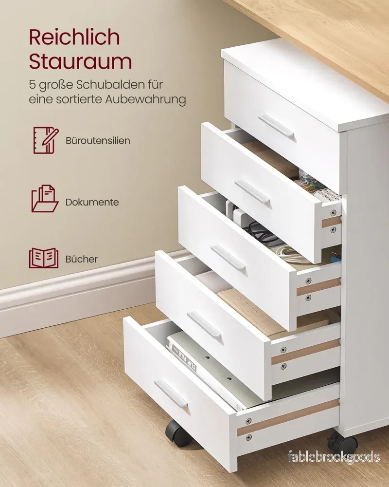Mobil rullcontainer – Fem lådor – Cloud White - Bild 3