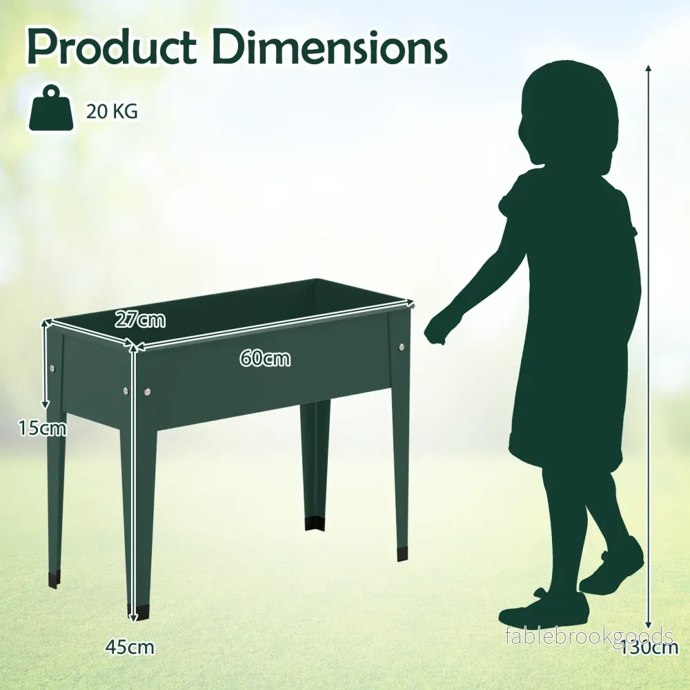 Metallodladbänk – upphöjd trädgårdsodlare upp till planterkärl med dräneringshål – 20 kg 60 x 27 x 45 cm - Bild 2