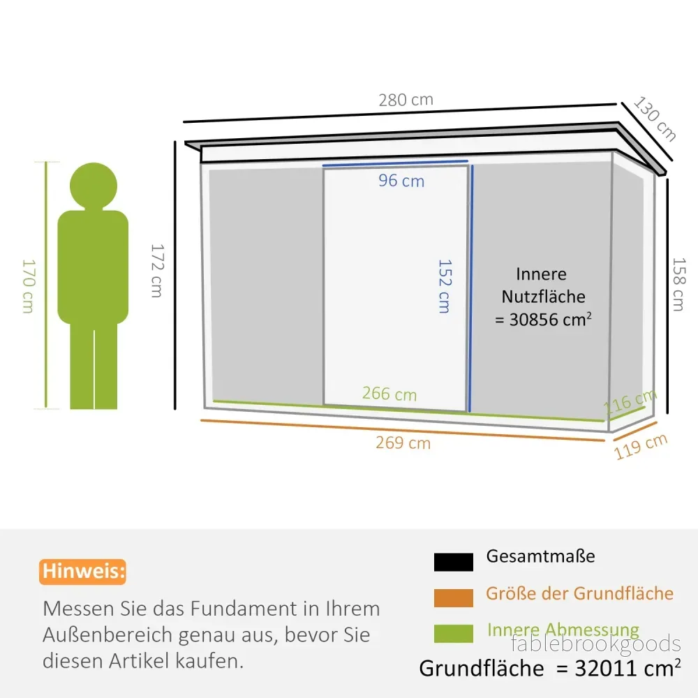 Utomhus redskapsskjul i stål med skjutdörr, ventilationsfönster - Bild 3