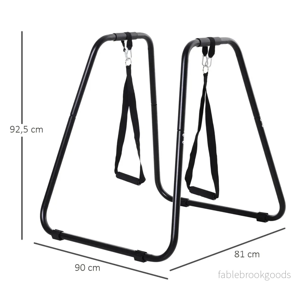 Dipställ med slingtrainer, stabilt stål, svart, 90x81x92,5 cm - Bild 3