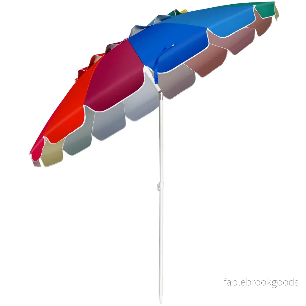 Strandparasoll – Utomhusparasoll i aluminium Lutbart uteplatsparaply Färgglatt – 243 cm – Färgglad - Bild 3