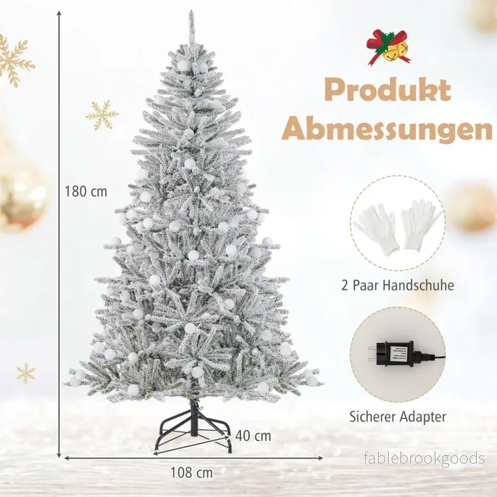Snöbelagd – konstgjord julgran med kulor, varmvita LED lampor och grenspetsar – 51 250 637 180 cm – Silver - Bild 2