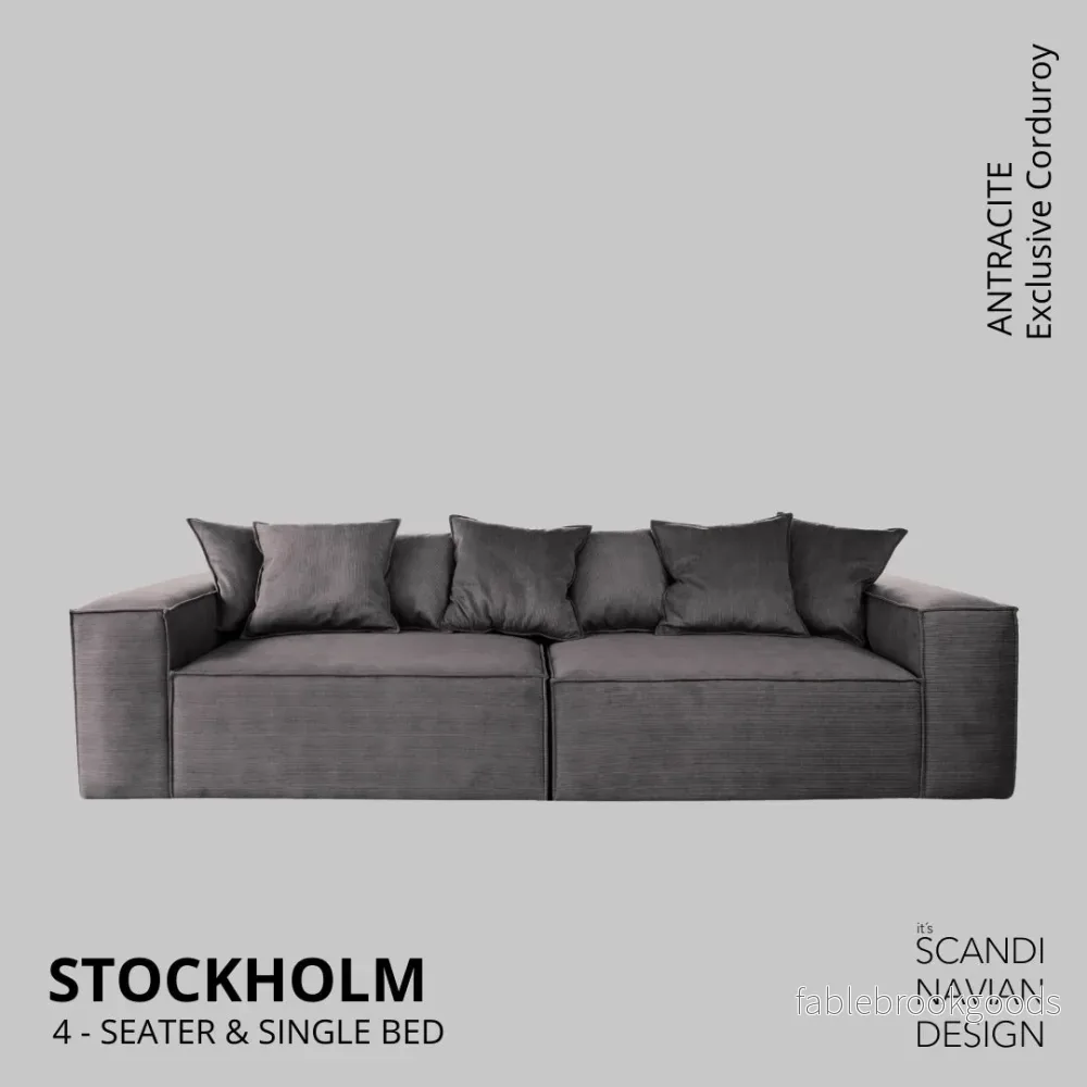 Stockholm 4-seater sofa/single bed Exclusive Corduroy, Antracite removable & washable cover Stockholm 4-seater sofa/single bed Exclusive Corduroy, Antracite removable & washable cover