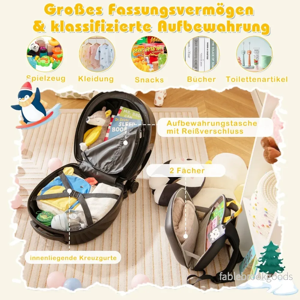 delad – barnresväska + ryggsäck 10”+14” barnvagn med hjul – 4 – Svart - Bild 3