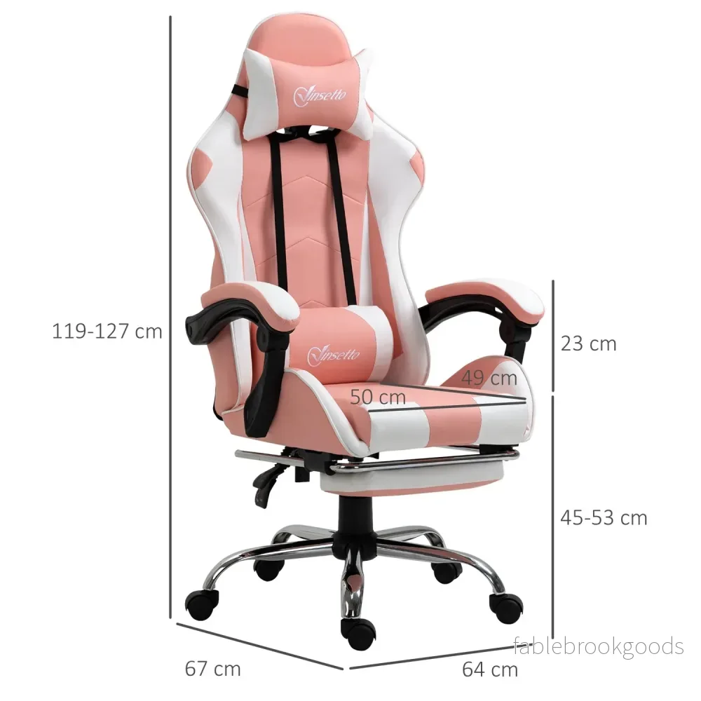Ergonomisk rosa och vit spelstol med svankstöd - Bild 3