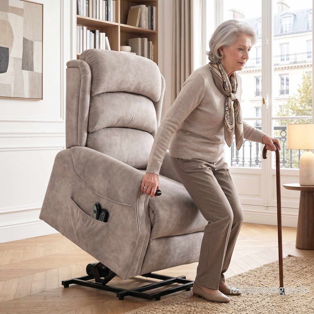 Elektrisk lyftbar fåtölj med massage och värme, grå - Bild 2
