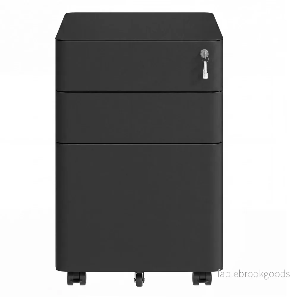 Rolcontainer – 3 Lades – Staal – Op Wielen – Zwart Rolcontainer – 3 Lades – Staal – Op Wielen – Zwart