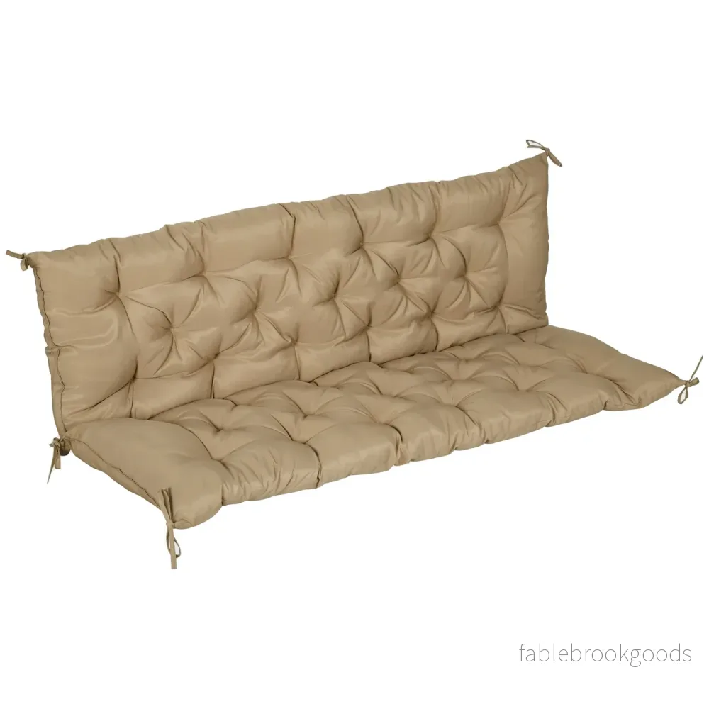 Khaki 3-sits bänkkudde med remmar, utomhus/inomhus Khaki 3-sits bänkkudde med remmar, utomhus/inomhus