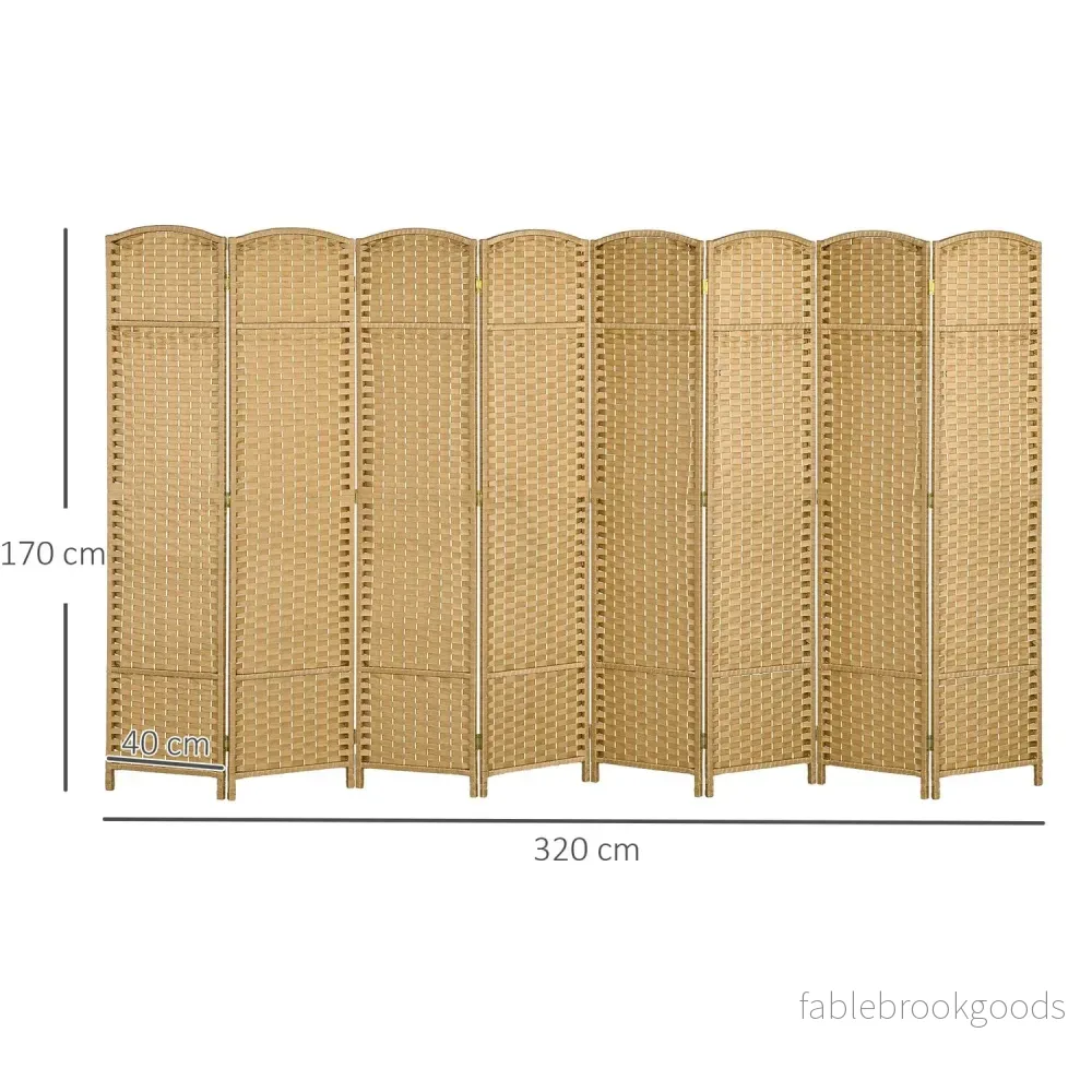 8-panels fällbar rumsavdelare, polypropen, naturligt trä - Bild 3