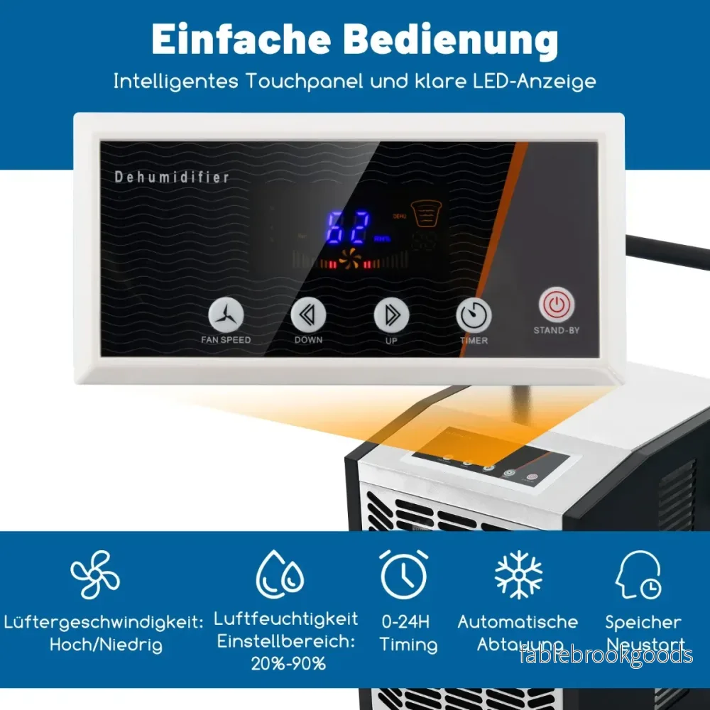 Kommersiell – avfuktare med pump och avloppsslang timmarstimer hjul – 24 4 – Vit - Bild 2