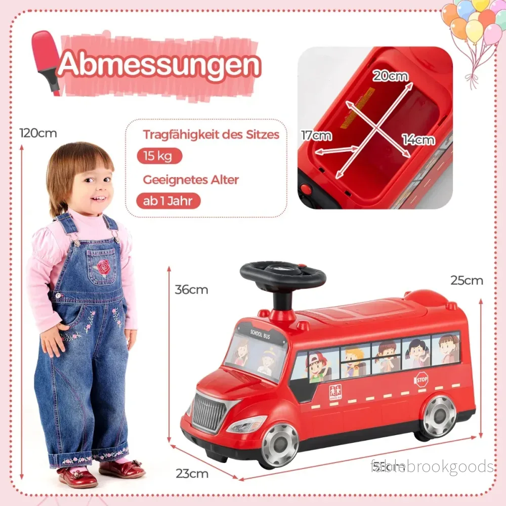 Åkbil – med musik och förvaringsutrymme tippskydd åkande fordon bil åk på buss – Röd - Bild 2