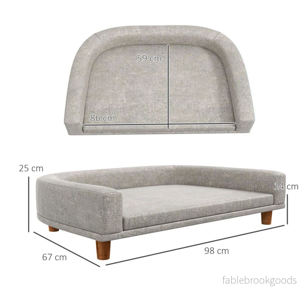 Hundsoffa med kudde, upphöjd design och träben, grå - Bild 3