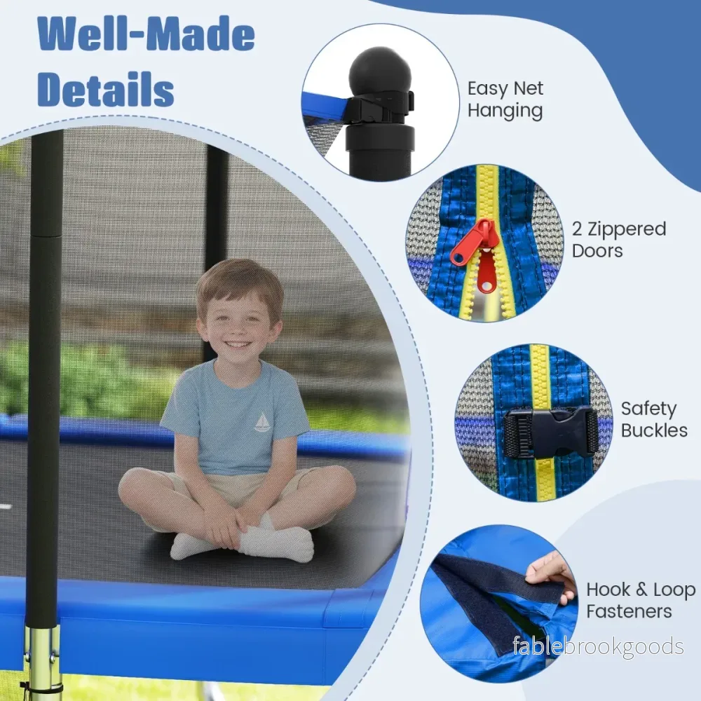 i – rektangulär trampolin med stege och basketkorg fotbollsmål barn – 3 1 – Blå - Bild 3