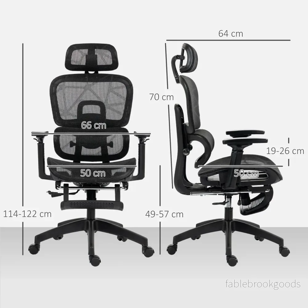 Ergonomisk kontorsstol med nackstöd, svankstöd, vridbar - Bild 3