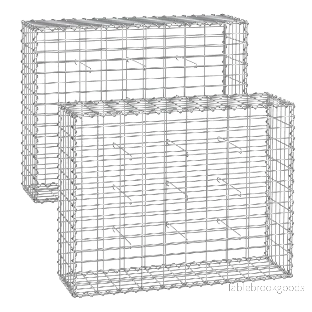 Set med 2 gabioner – 100 x 80 x 30 cm – silver