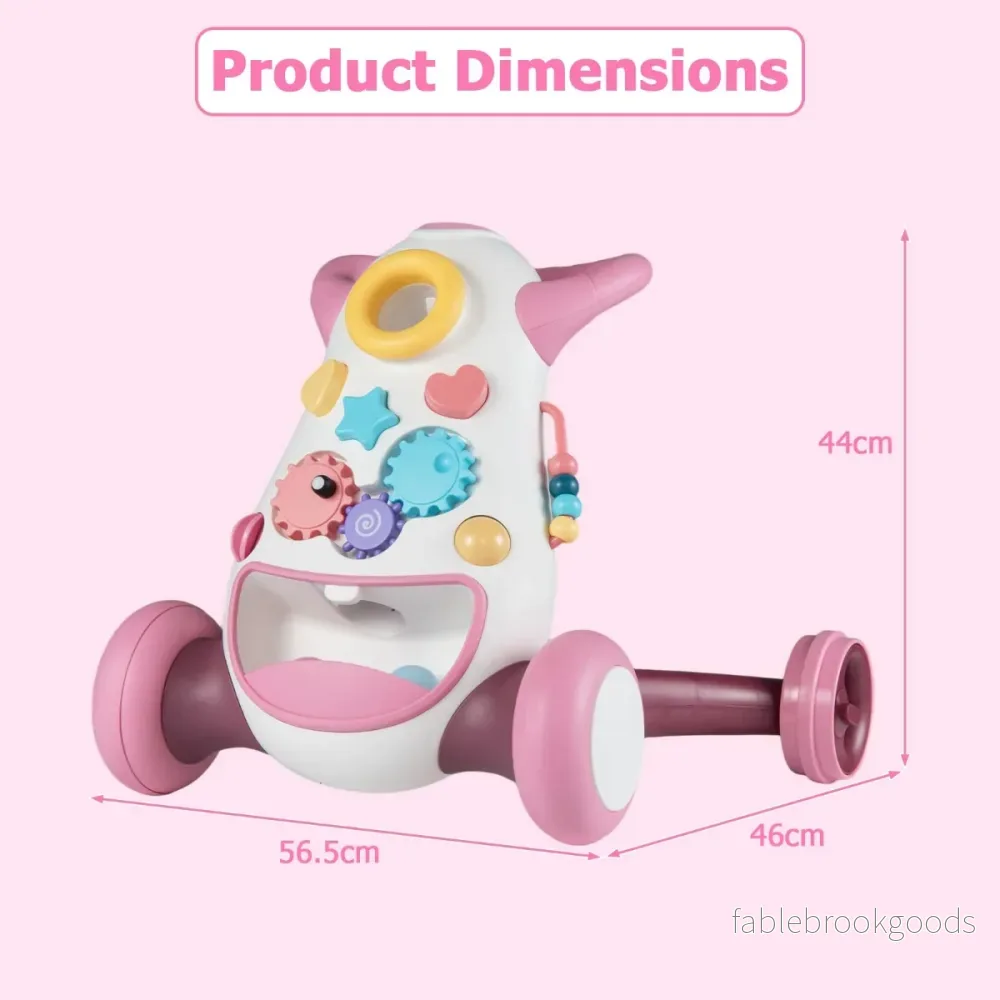 Gåstol – Baby Walker med musik och ljus gånghjälp formsorterare roterande kugghjul – Rosa - Bild 2