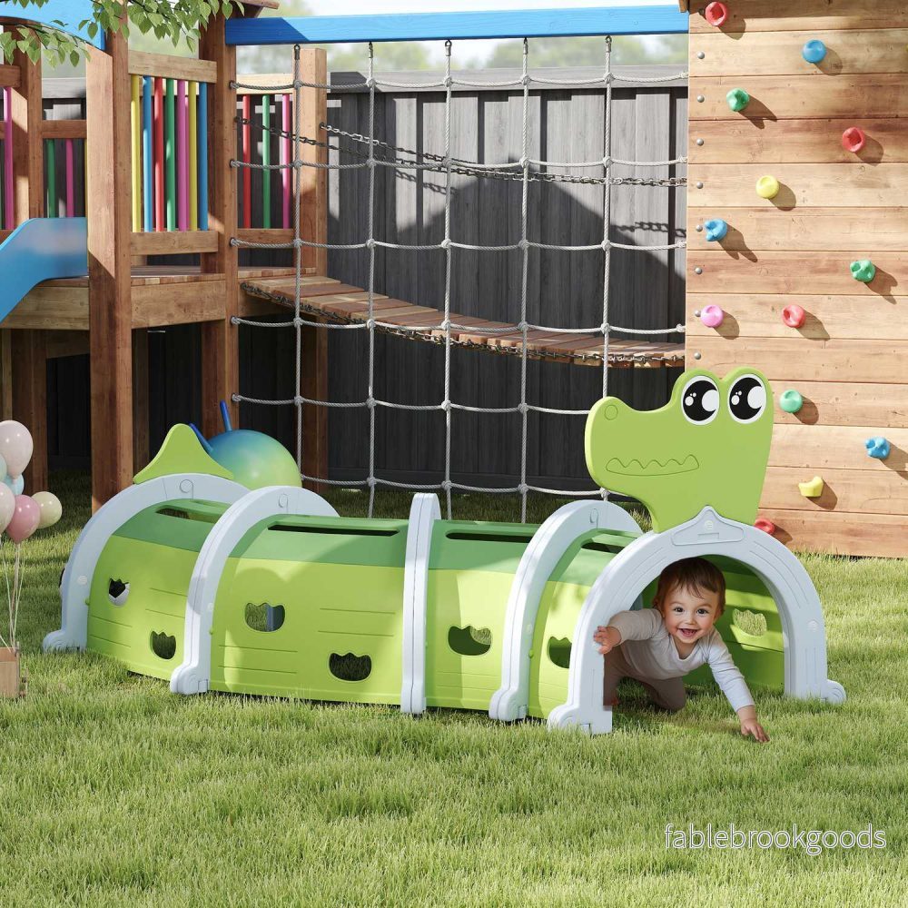 Kids Crawling Tunnel – Crocodile Design, 194 cm, inomhus/utomhusbruk - Bild 2