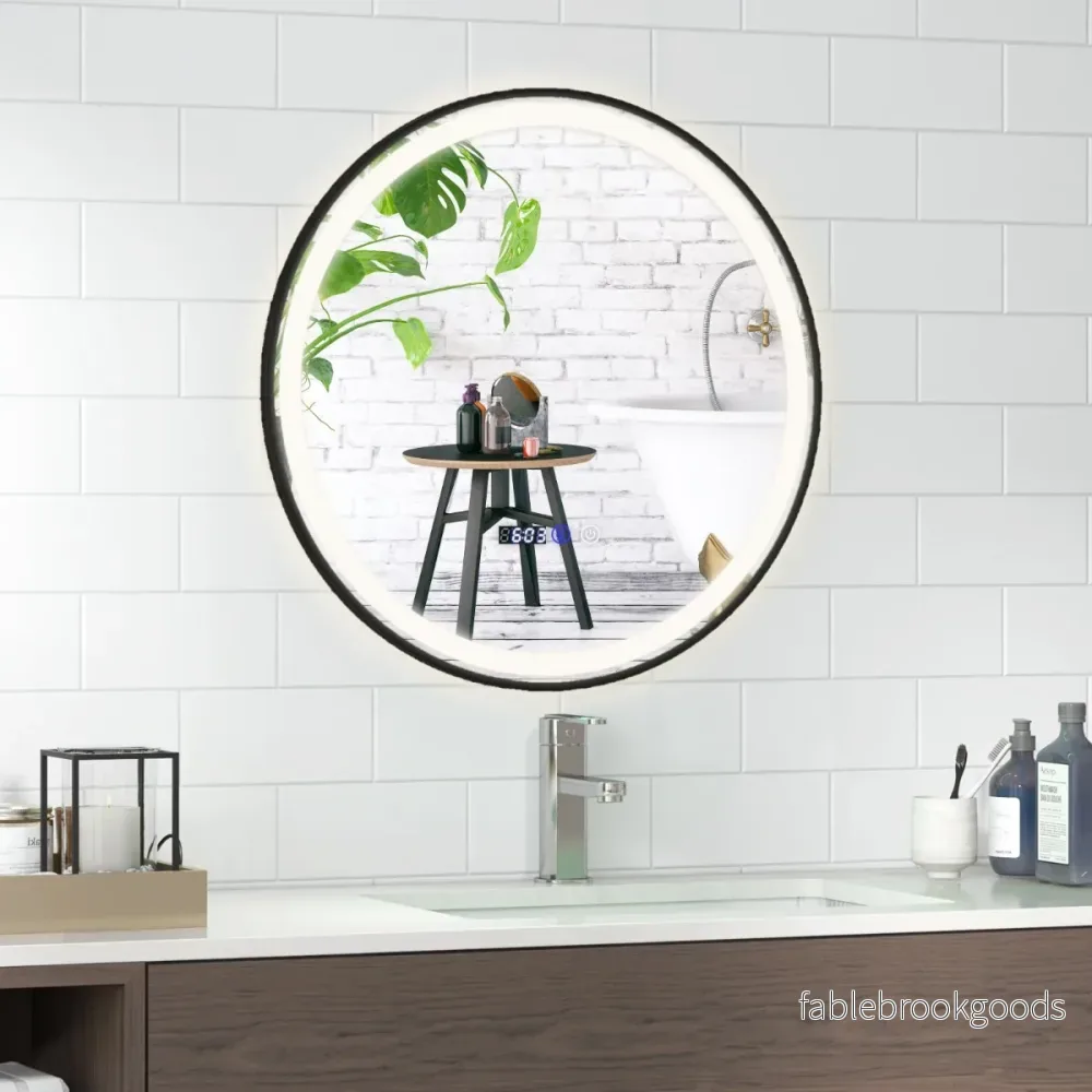 Upplyst – badrumsspegel med färgs LED ljus och minnesfunktion anti dimfunktion – 3 – Silver - Bild 3