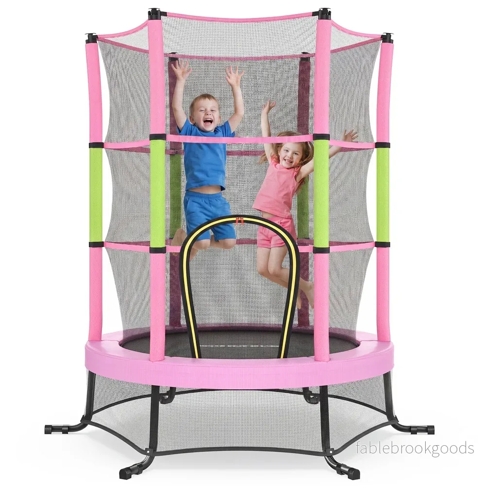 Kindertrampoline – 174 cm – Met Veiligheidsnet – Randbescherming – Roze Kindertrampoline – 174 cm – Met Veiligheidsnet – Randbescherming – Roze