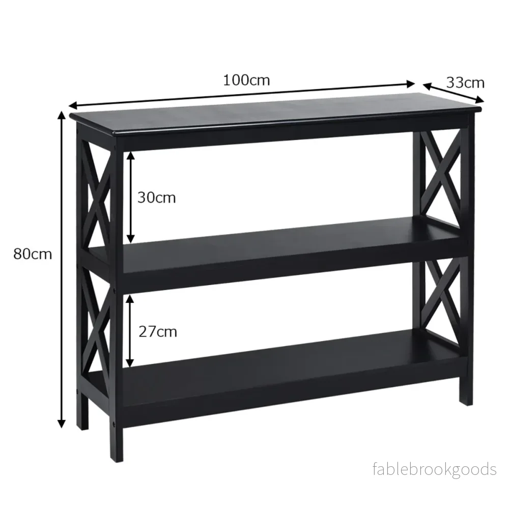 Konsolbord – Sidobord Industriell design med hylla Hallbord – 100 x 33 x 80 cm – Svart - Bild 3