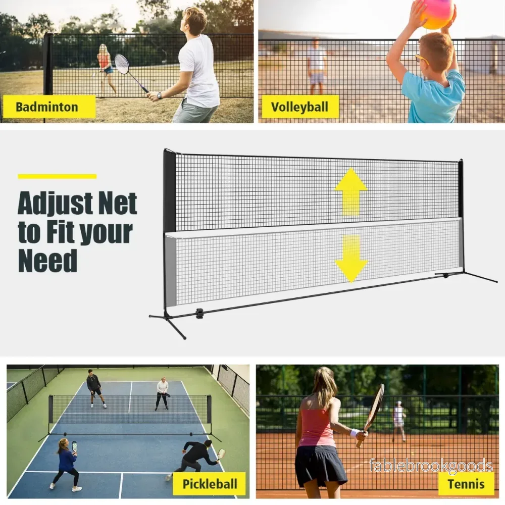Badmintonnät – med stativ, höjjusterbart fjäderbollsnät fjäderbollar och bärväska – 2 420 x 102 x 89-155 cm – Svart - Bild 3