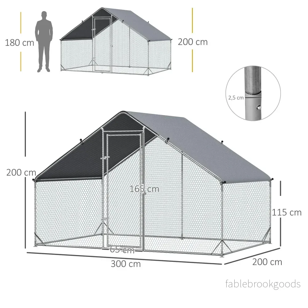 Stålhönshus med lock – 4-6 kycklingar, 300x200x200 cm - Bild 3