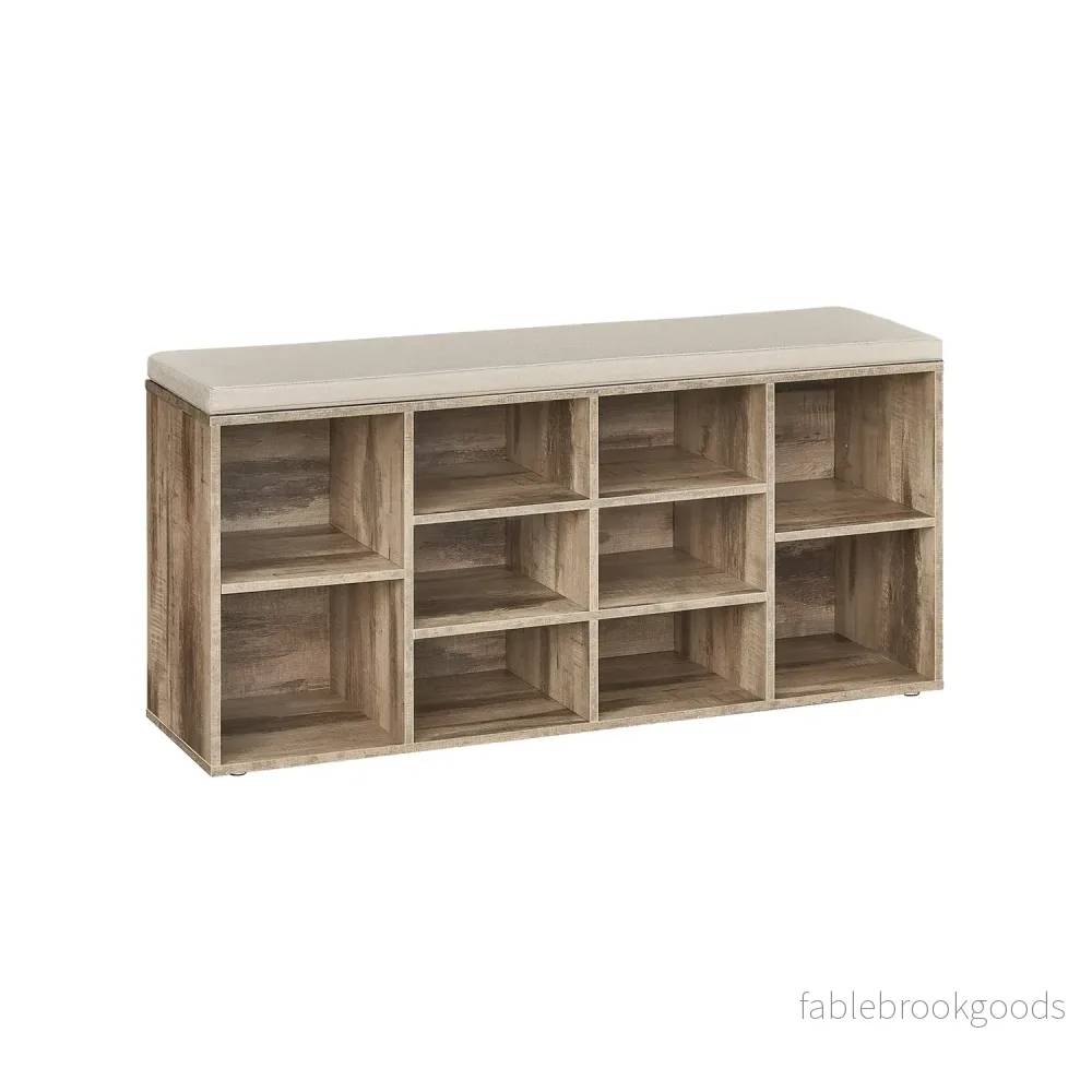 Skoställ med sits – 30 x 104 x 48 cm – kamelbrun
